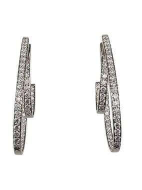 18K White Gold Diamond Inside-Out Double Hoop Earrings #24589